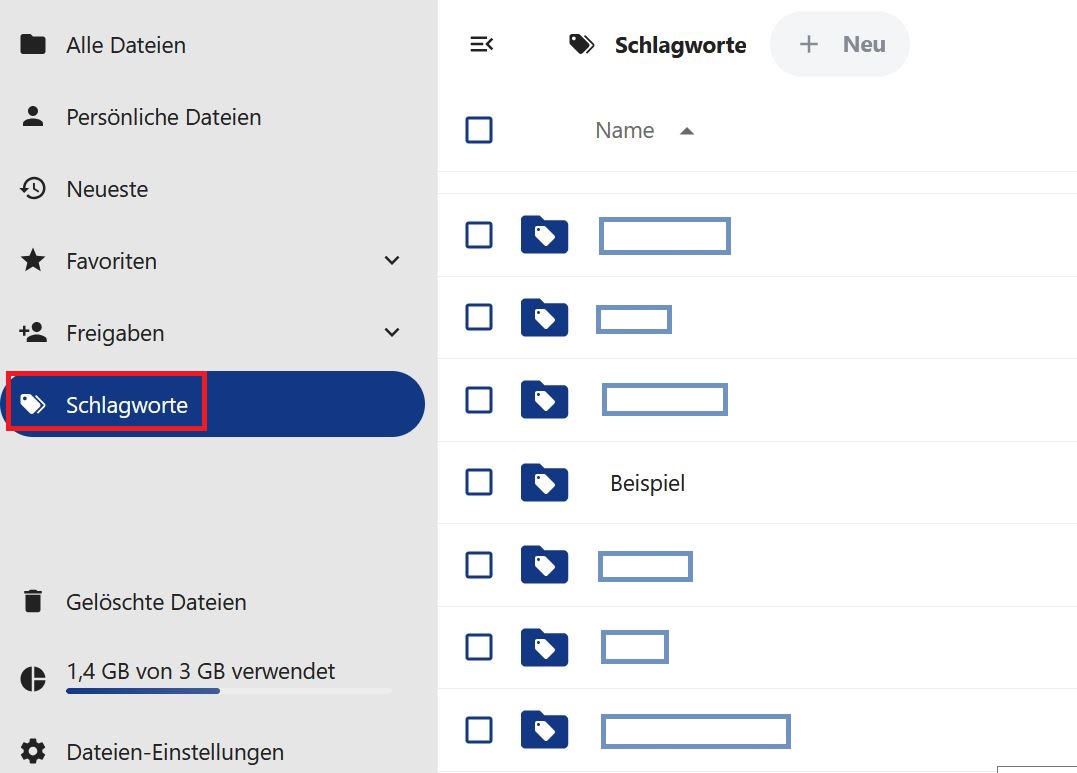 Nach Schlagwörtern filtern