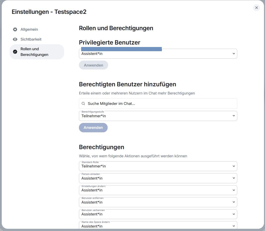 Rollen und Berechtigungen unter Einstellungen