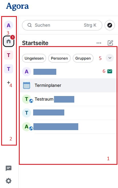 Das Hauptmenü mit Menüleiste links