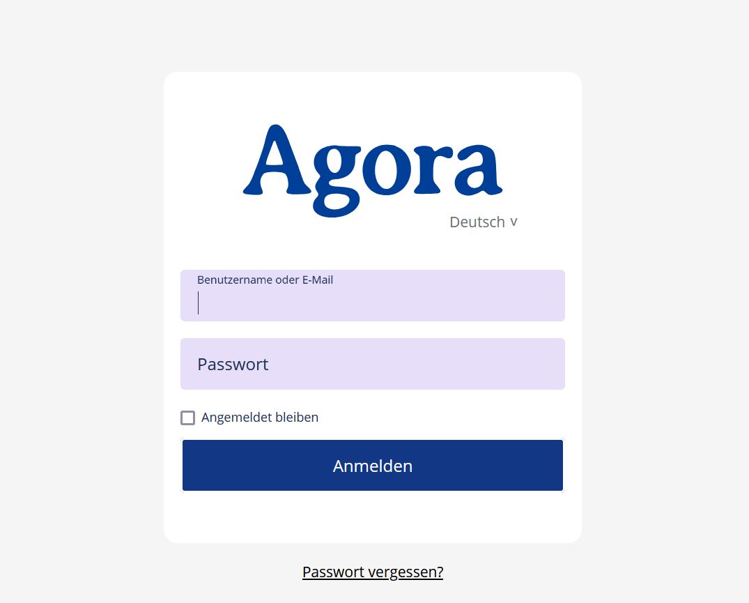 Die Anmeldeoberfläche