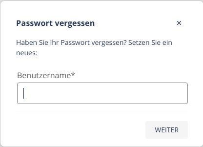 Fenster zur Eingabe des Benutzernamens