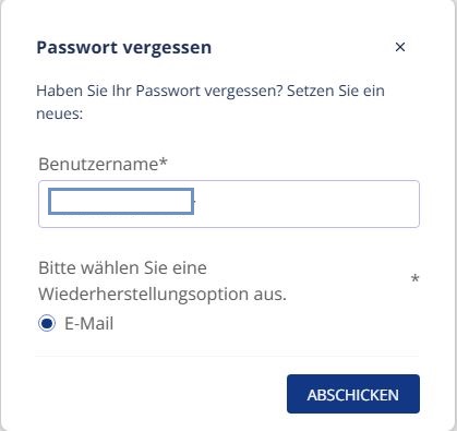 Fenster zur Überprüfung des Benutzernamens