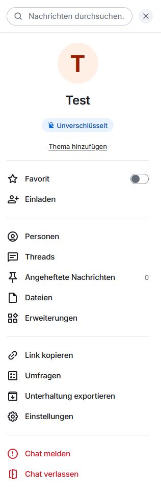 Chat-Info geöffnet in der rechten Seitenleiste