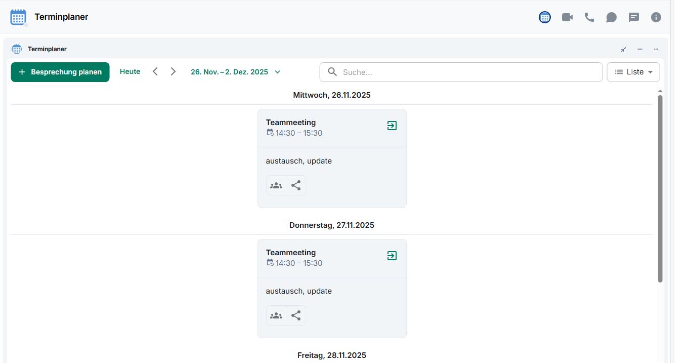Arbeitsbereich Terminplaner