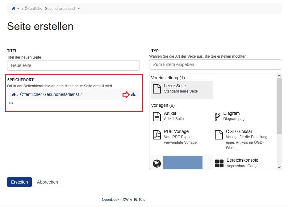 Speicherort festlegen